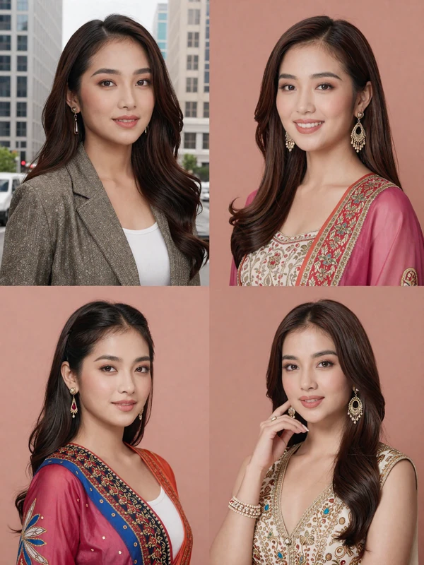 Diverse Asian women from different countries representing regional beauty and cultural traditions