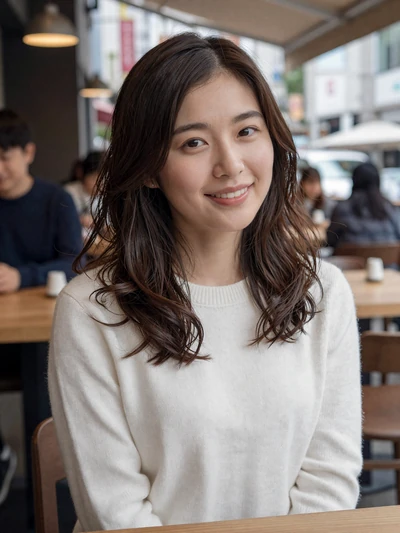 Sakura, 28-year-old Japanese woman from Tokyo with long wavy hair and warm smile