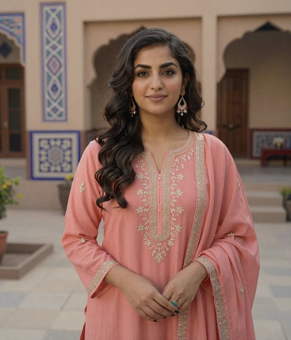 Pakistani woman in traditional dress representing family-oriented values