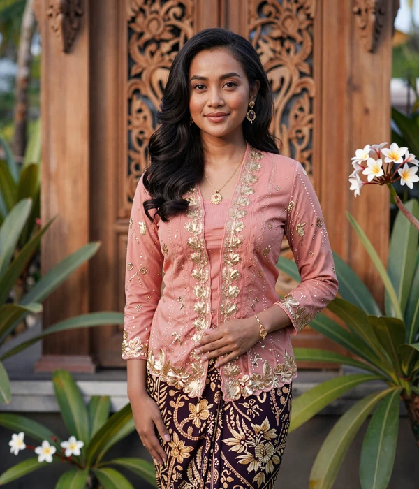 Beautiful Indonesian woman in traditional modern kebaya representing Indonesian brides for international dating